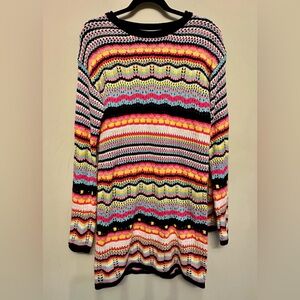 Vibrant & Colorful Striped Knit Sweater Large